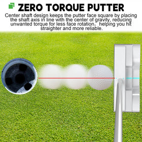 MAZEL center-shaft design reduces torque for straighter putts.