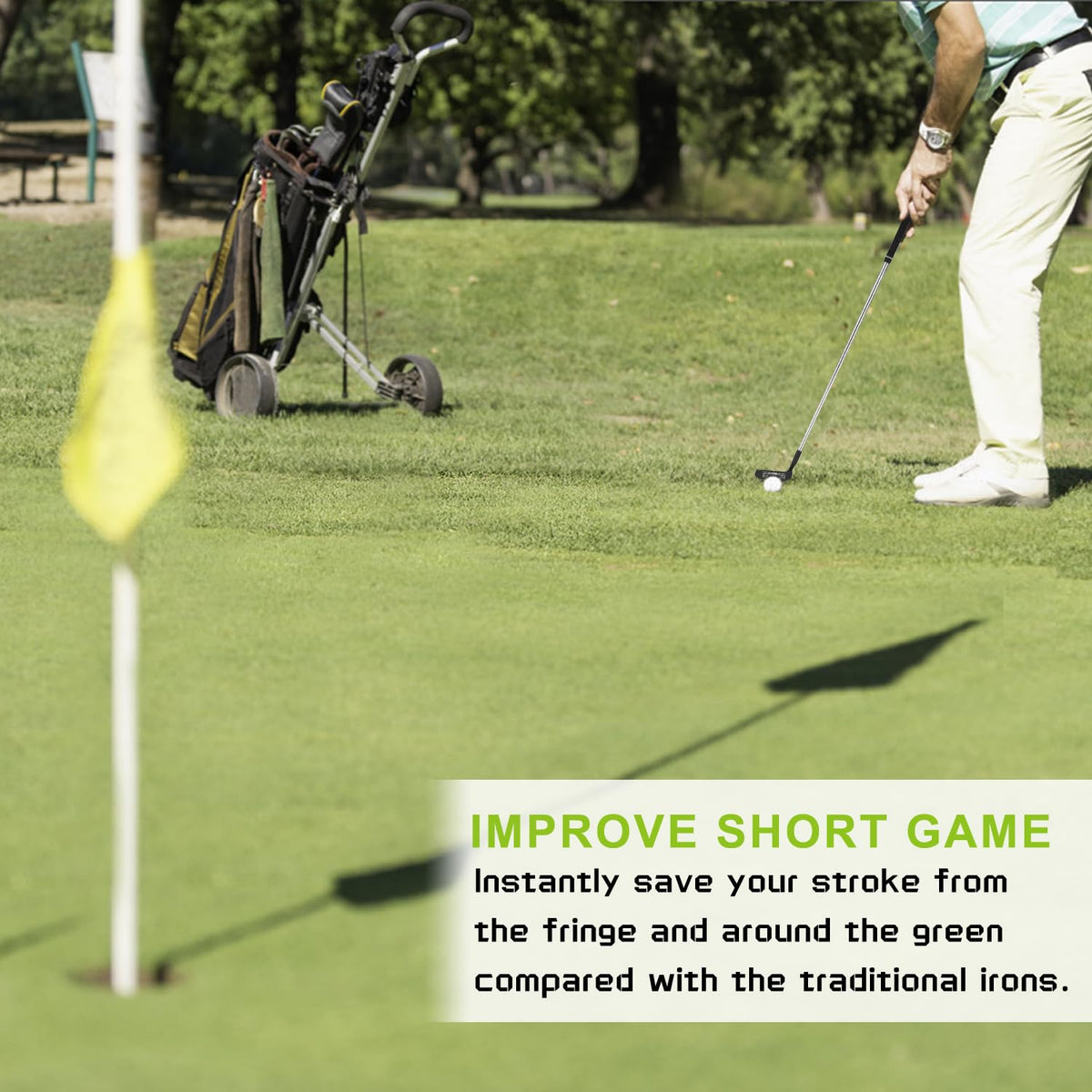 MAZEL Chipper Club wedge in action delivering confident fringe chips.