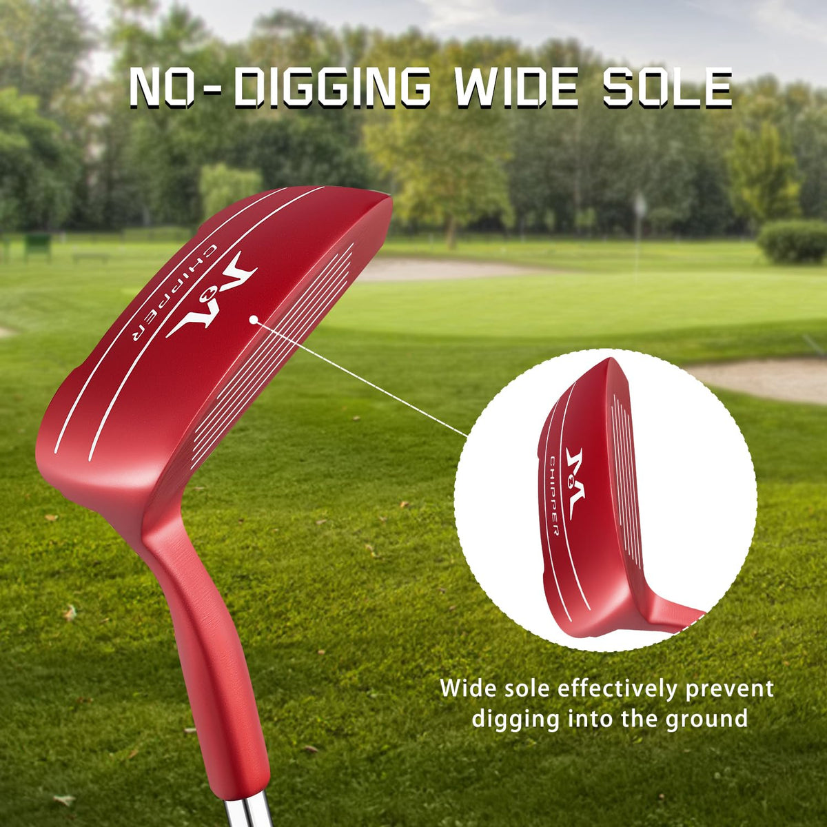 MAZEL Chipper Club putter-like length promotes a smooth, confident stroke.