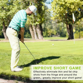 MAZEL chipper in hand on the green demonstrates quick, controlled chip shots