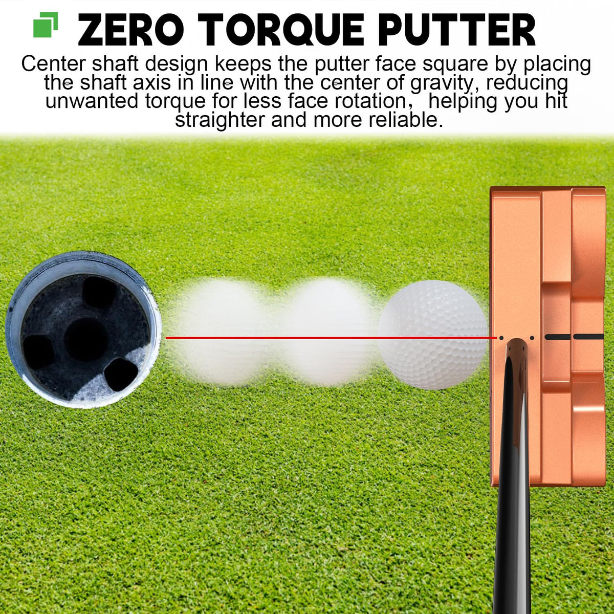 MAZEL double-milled face putter for consistent contact