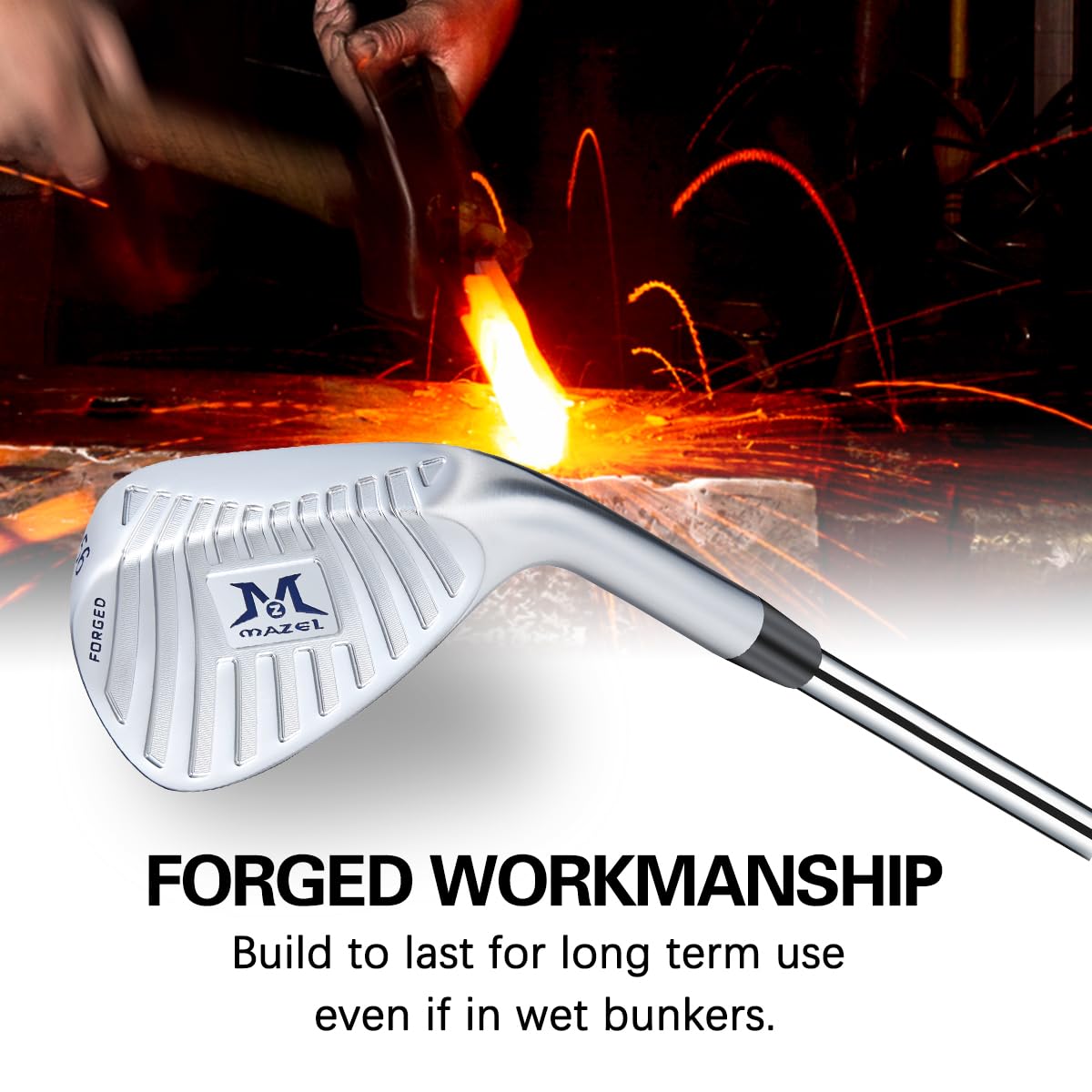 Mazel forged golf wedge 54-degree, right-hand, CNC milled grooves for reliable spin control.