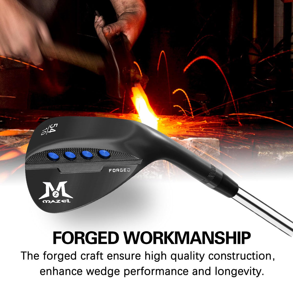 MAZEL milled-face wedges with precise grooves for control across lies