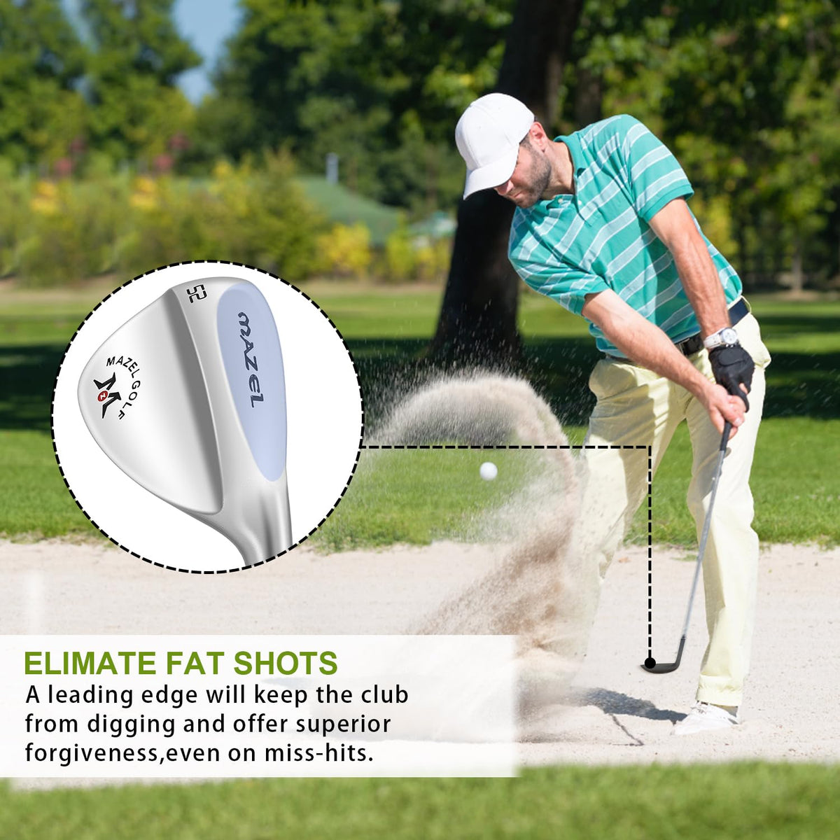 MAZEL forged golf wedge right-hand setup shot enables versatile greens play.