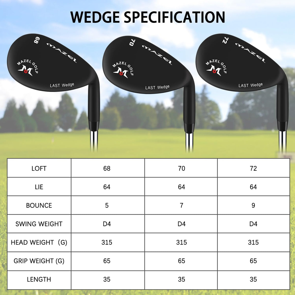 MAZEL unisex wedge design suitable for all golfers