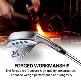MAZEL 54-degree gap wedge face delivers versatile bunker and fairway play.