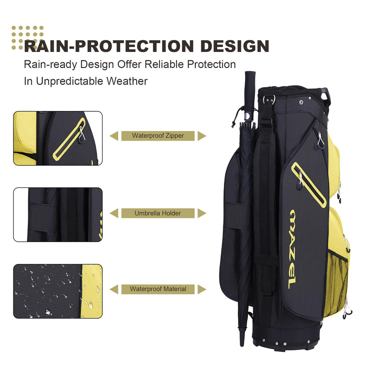 MAZEL bag with cooler pocket for beverages during rounds.