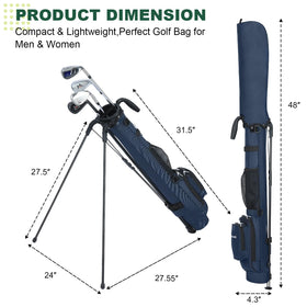 MAZEL golf bag dimensions 33.5-in tall and fits up to eight clubs.