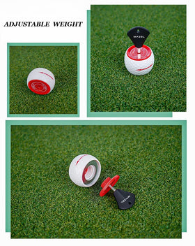 MAZEL golf ball features adjustable weight rings for tailored practice intensity