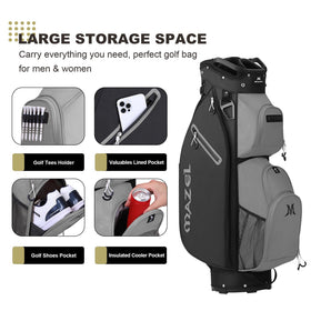 MAZEL golf cart bag offers 9 pockets for organized gear and quick access.