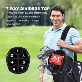 MAZEL golf cart bag offers 9 pockets for organized on-course gear.