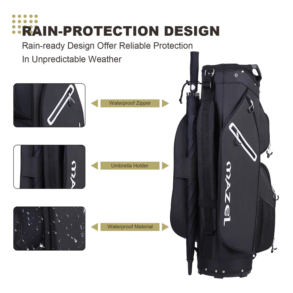 MAZEL cooler pocket keeps beverages cold between holes.