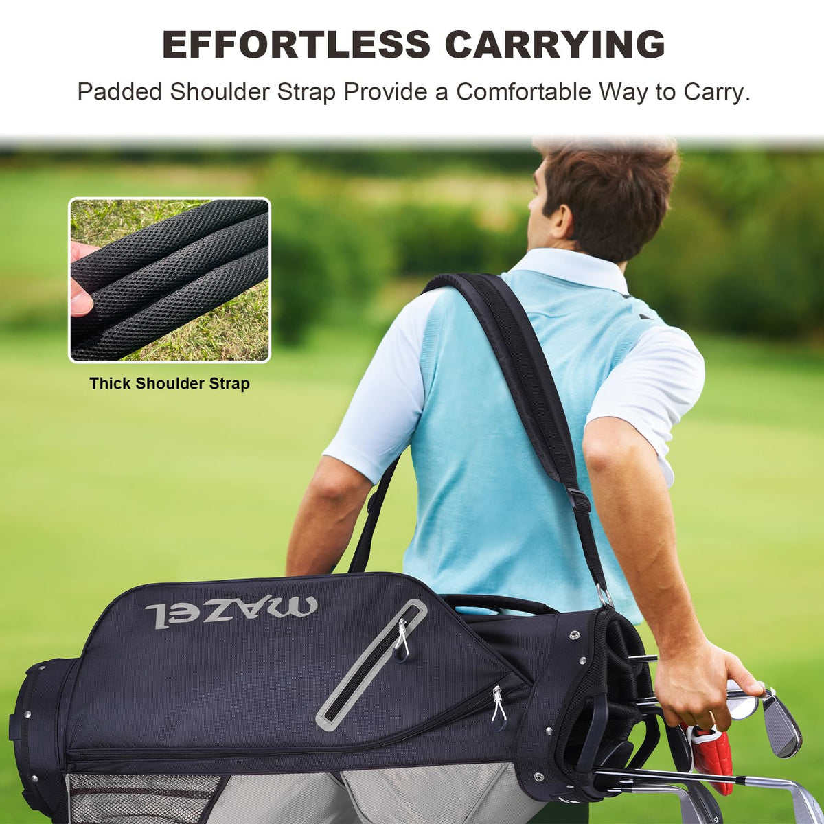 MAZEL heavy-duty base keeps the bag upright on uneven terrain.