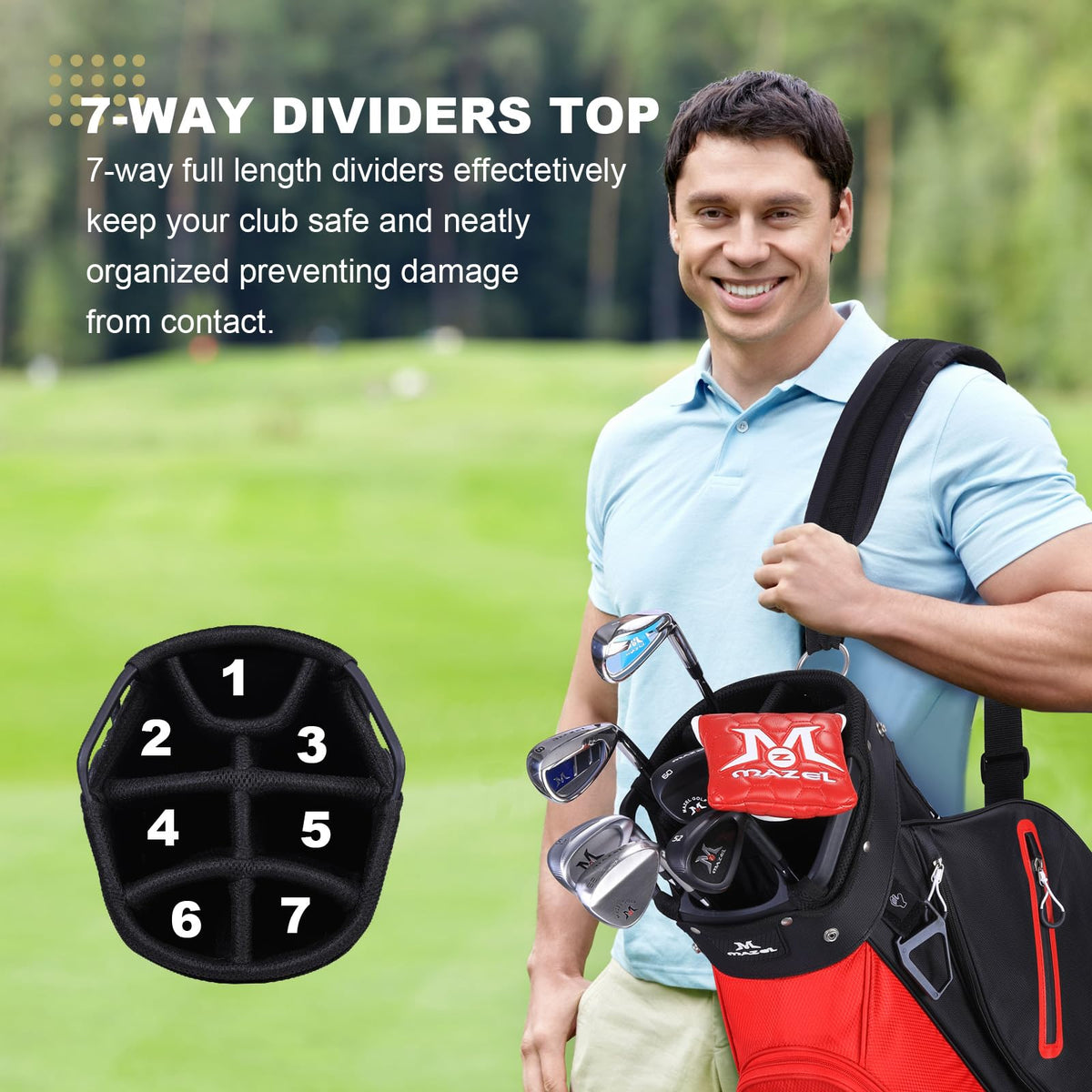 Lined valuable pocket protects valuables like watches and wallets during rounds.