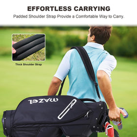 MAZEL padded shoulder strap enhances carrying comfort.