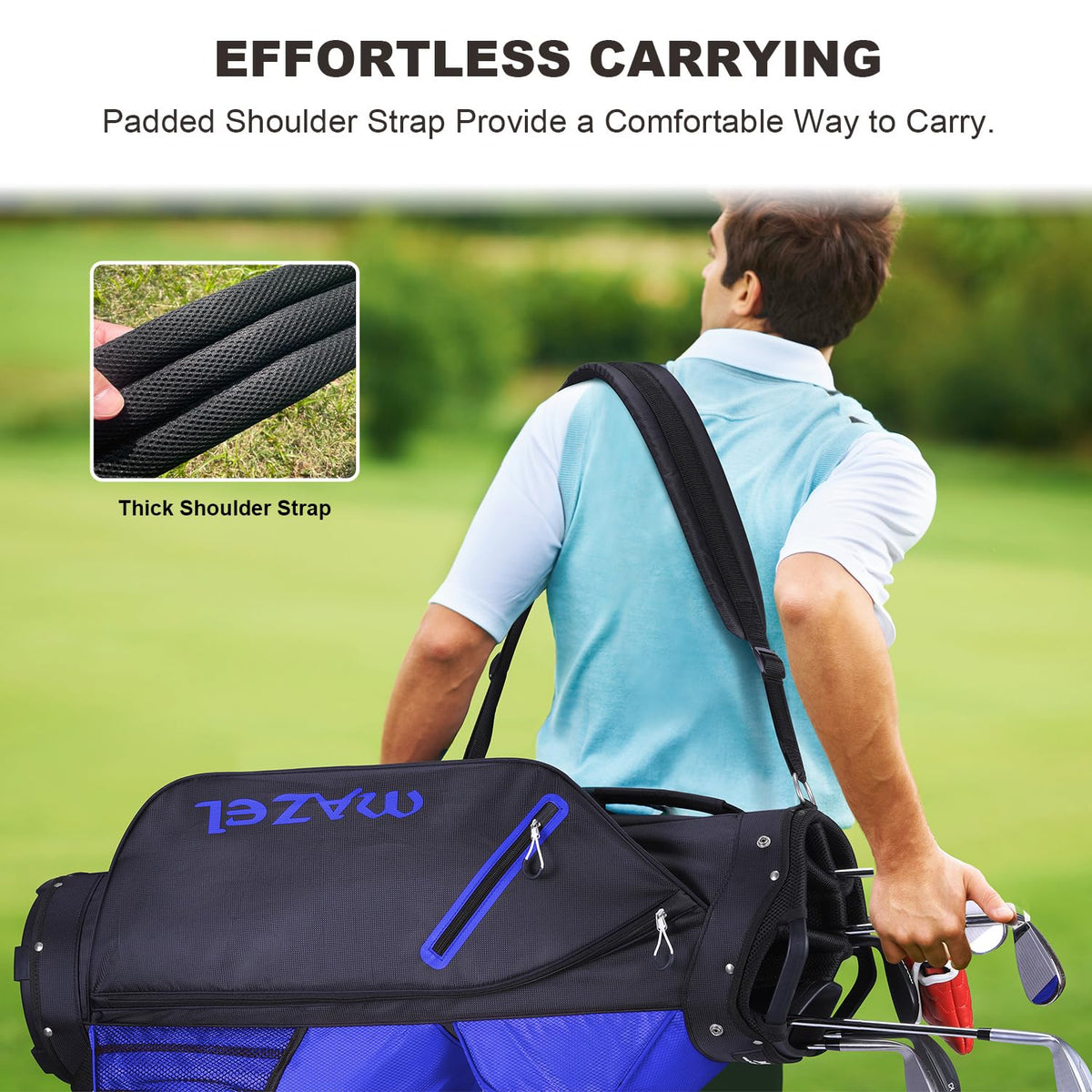 MAZEL base keeps the bag stable on grass