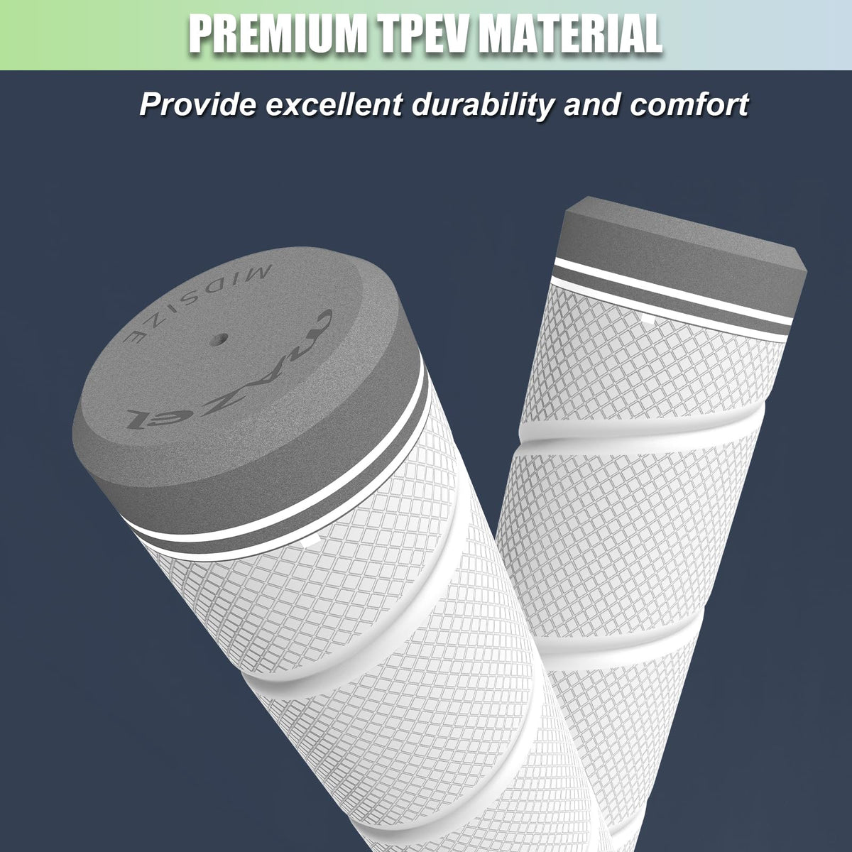 MAZEL golf grips midsize standard profile for comfortable swing.