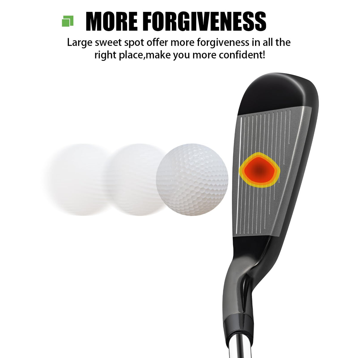 MAZEL irons back-weight design promotes high launch and spin