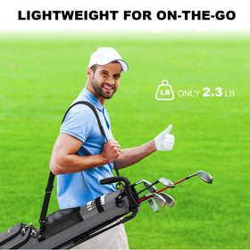 MAZEL lightweight golf bag grey in use at the driving range for practice.