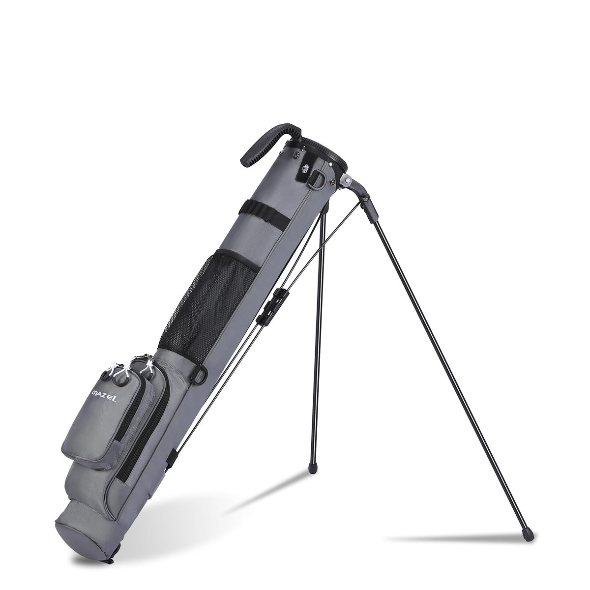 MAZEL lightweight golf bag grey, side view showing easy transport for a day at the range.
