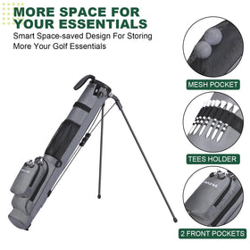 MAZEL stand bag grey with folding legs, stable support on the course during play.