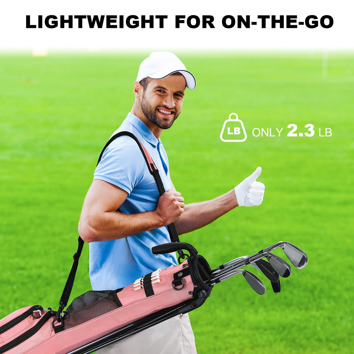 MAZEL pink golf bag divider keeps clubs organized during rounds