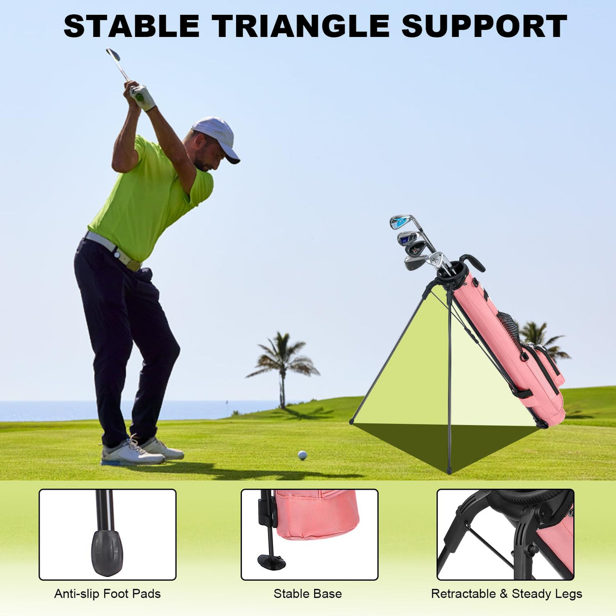 MAZEL pink golf bag with adjustable strap for comfortable carry