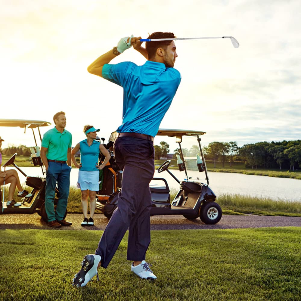MAZEL iron set setup shows graphite/steel shafts and balanced weight