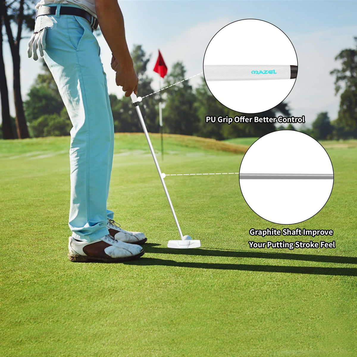 MAZEL PU grip with graphite shaft offers confident control and tactile feedback.