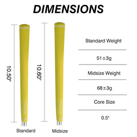 MAZEL 10.60 inch yellow golf grips for precise control