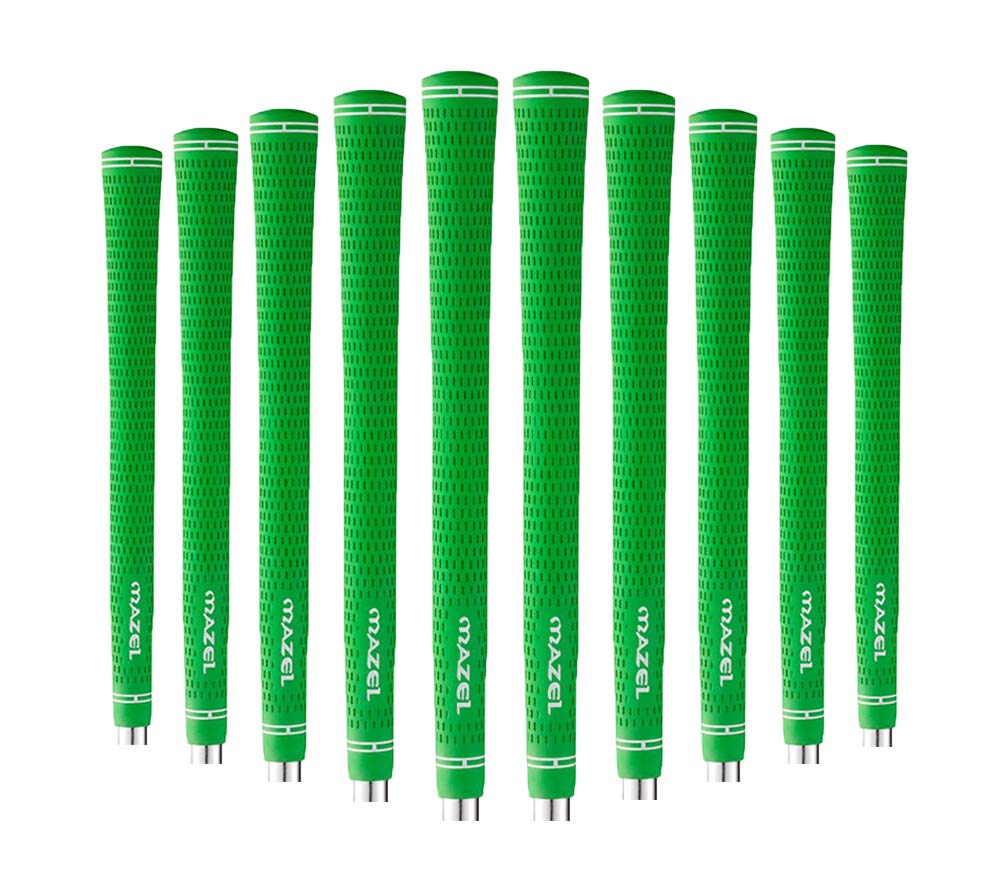 MAZEL rubber golf grips 10-pack in green midsize for all-weather control.