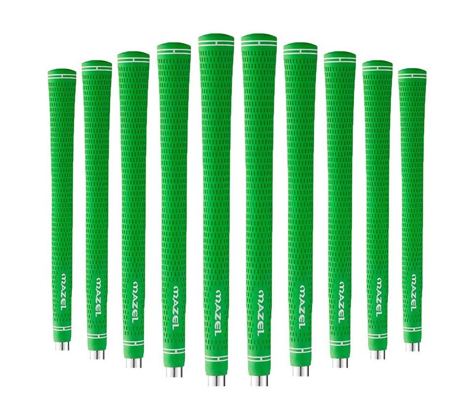 MAZEL rubber golf grips 10-pack in green midsize for all-weather control.