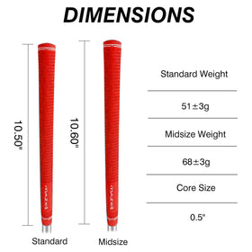 MAZEL rubber golf grips red midsize for accurate chipping and steady grip.