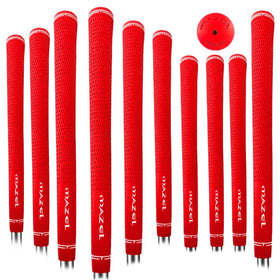 MAZEL rubber golf grips red midsize for precise driver control in all weather.