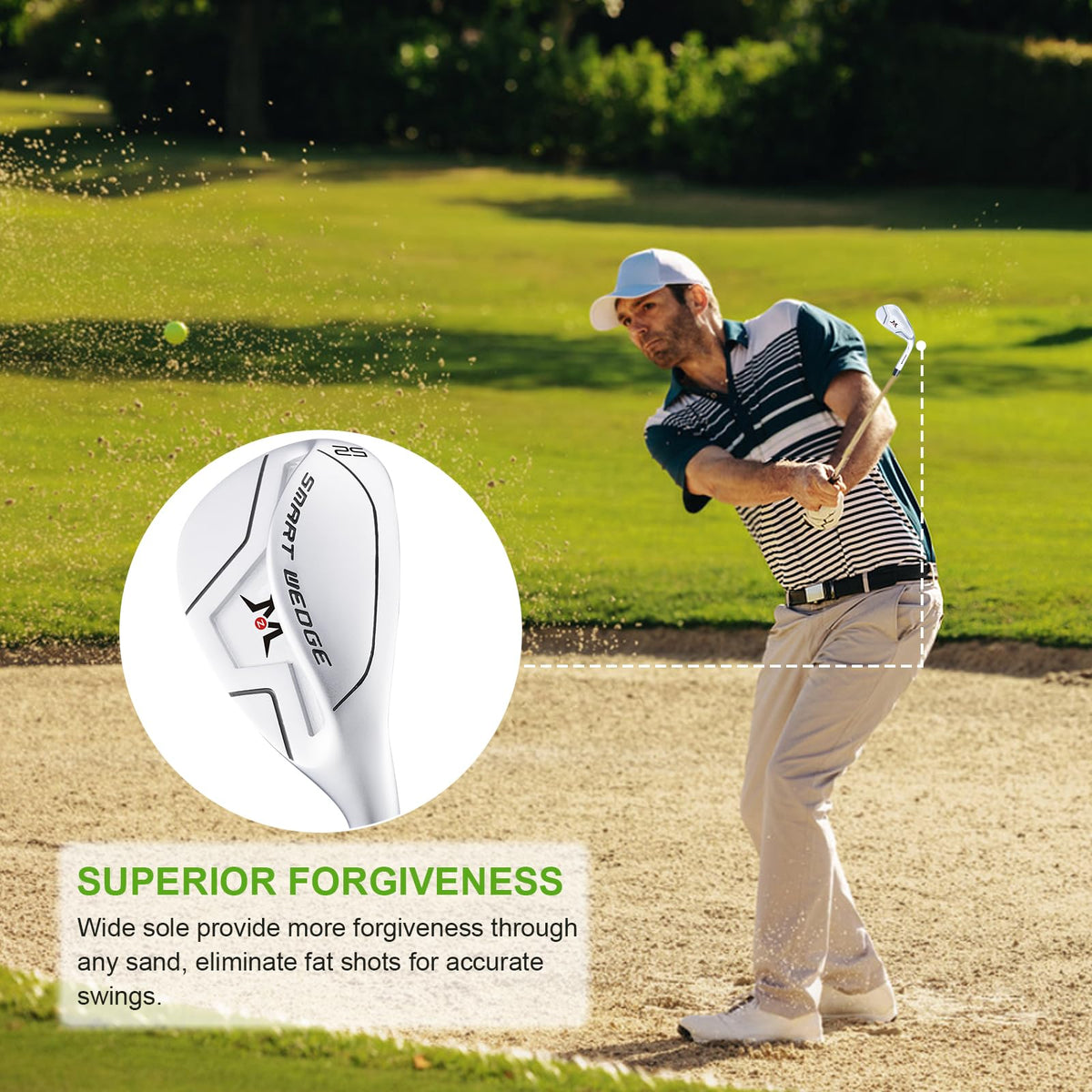 MAZEL sand wedge ideal for bunker play with clean turf interaction