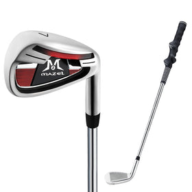 MAZEL Short 7 Iron in red, front view, inviting a confident beginners' swing