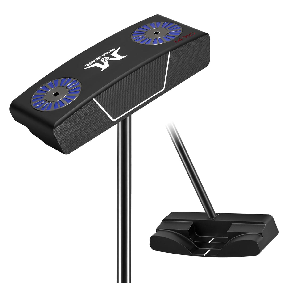MAZEL stand up putter with graphite shaft aiding quick alignment and setup.