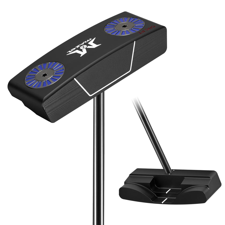 MAZEL stand up putter with graphite shaft aiding quick alignment and setup.