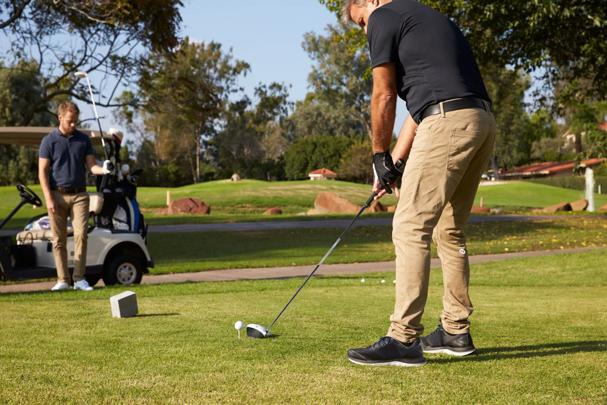 MAZEL white-black colorway driver at address for modern look