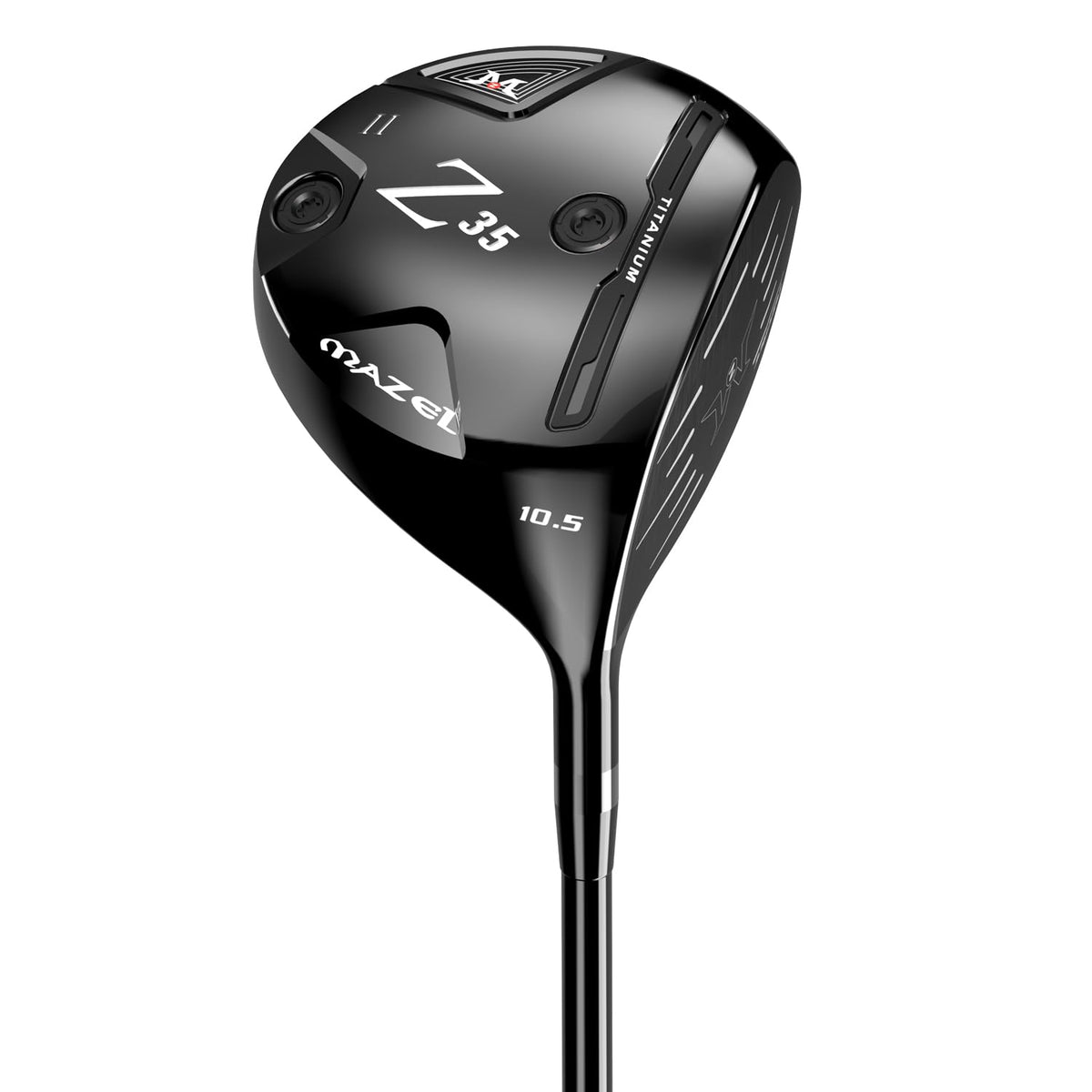 MAZEL Titanium golf driver front view showing a lightweight head for faster swings.