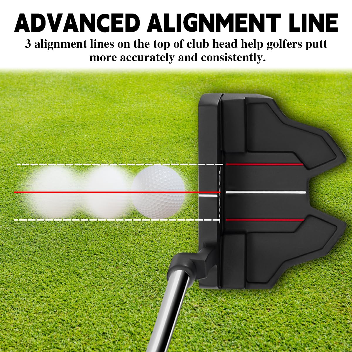 MAZEL Tour GS putter alignment lines top view aids accurate aiming