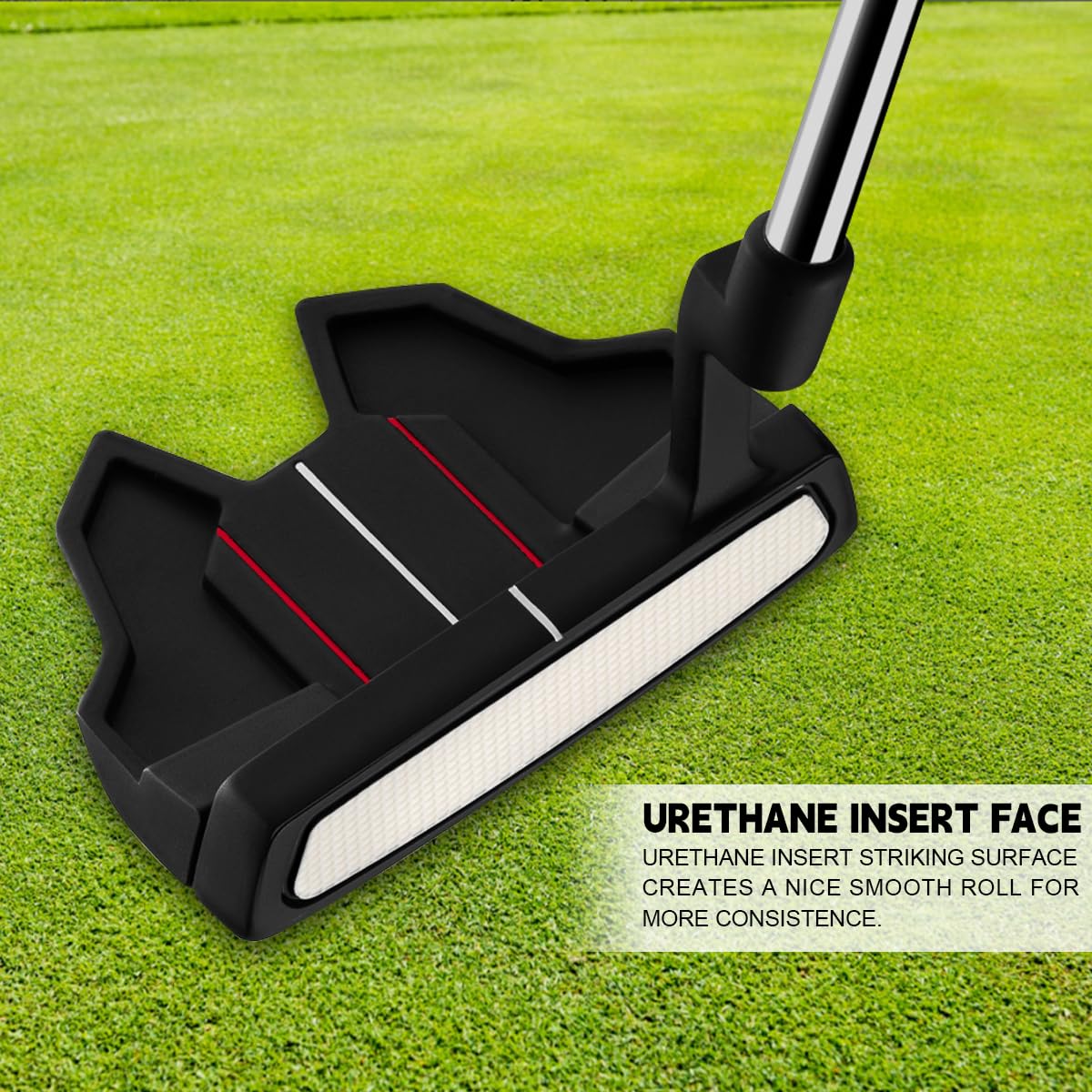 MAZEL Tour GS putter CNC milled face closeup highlights stable contact