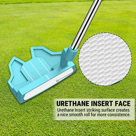 MAZEL Tour GS putter face in 431 stainless steel for stable balance at impact.