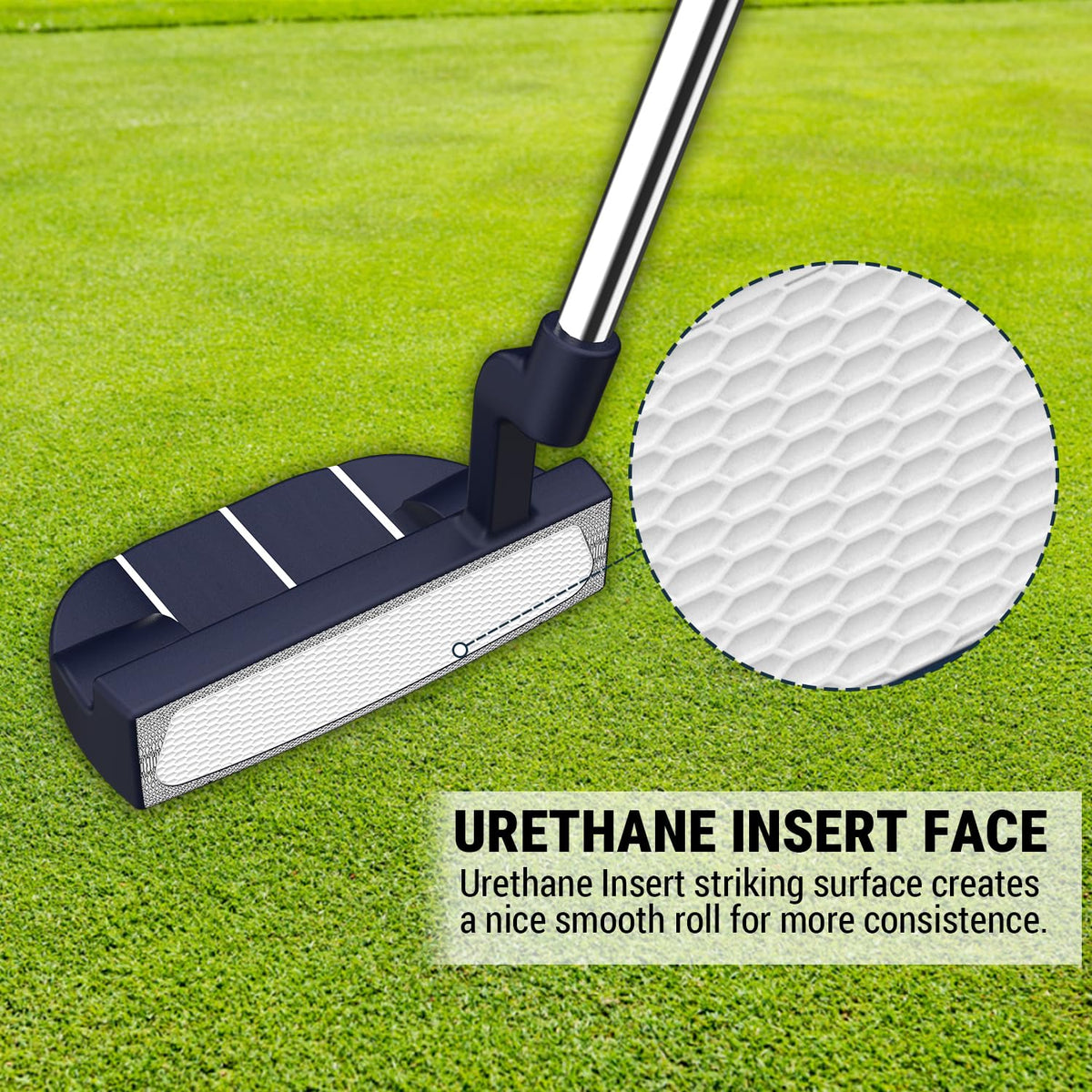 MAZEL Tour GS putter low center of gravity supports a fluid stroke