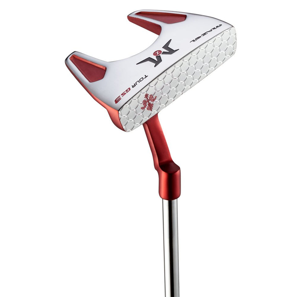 MAZEL Tour GS putter demonstrates precise top-line alignment for consistent putts.