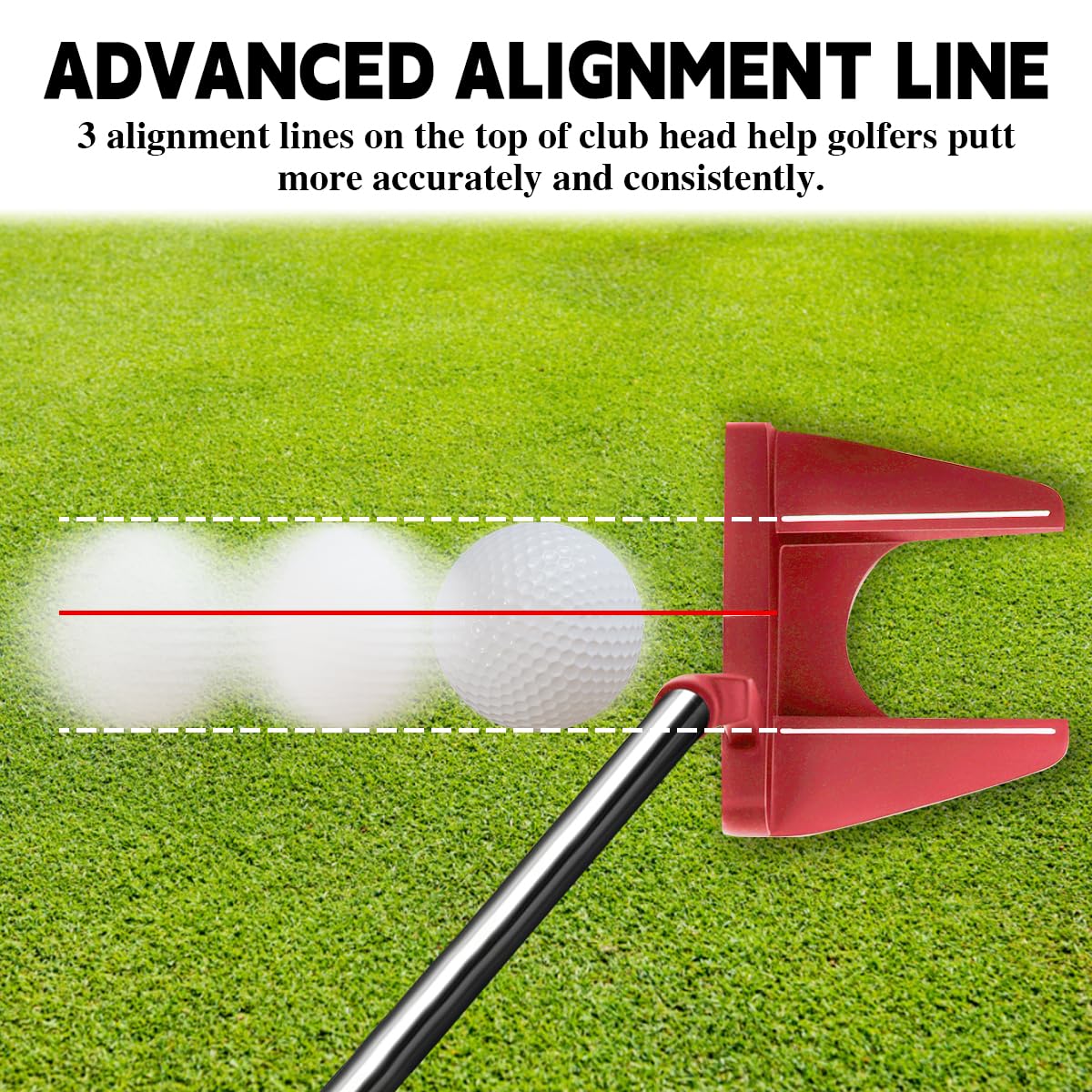 MAZEL Tour GS Putter top lines aid alignment for precise setup.
