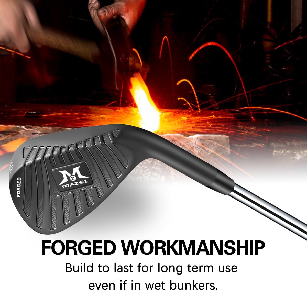 MAZEL wedge with CNC milled grooves for consistent spin.