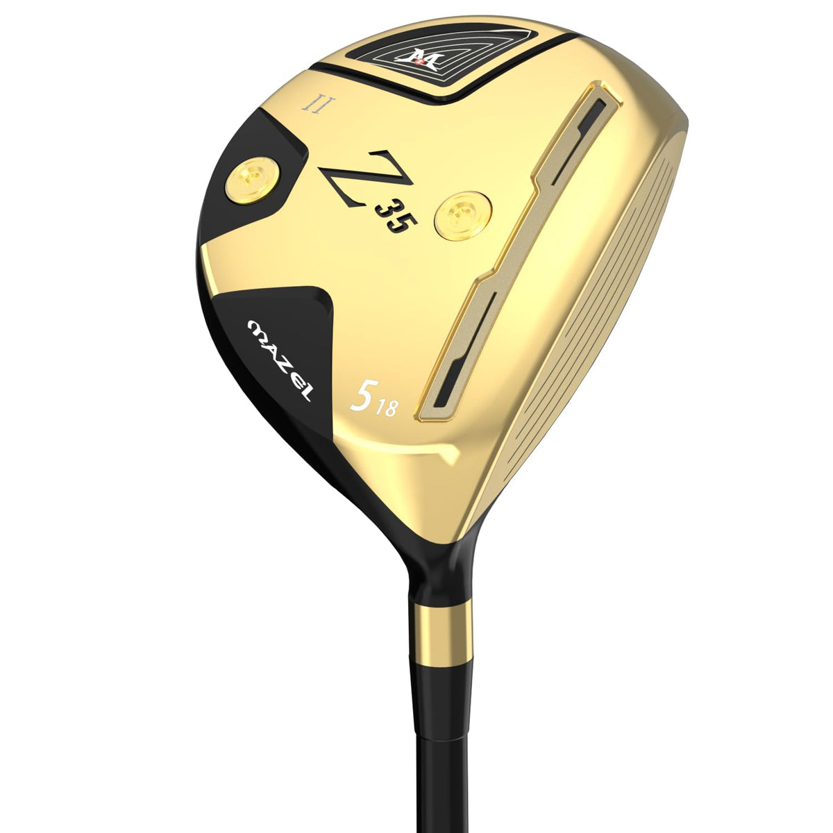 MAZEL Z35 face-graphite-gold enhances speed and forgiving launches.
