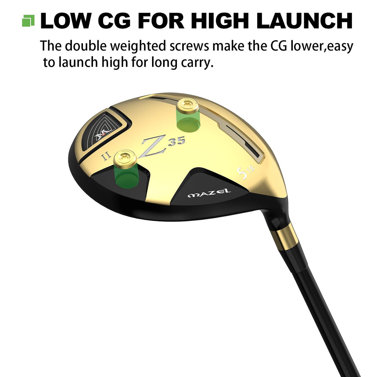 MAZEL Z35 speed channel increases ball speed across the face.