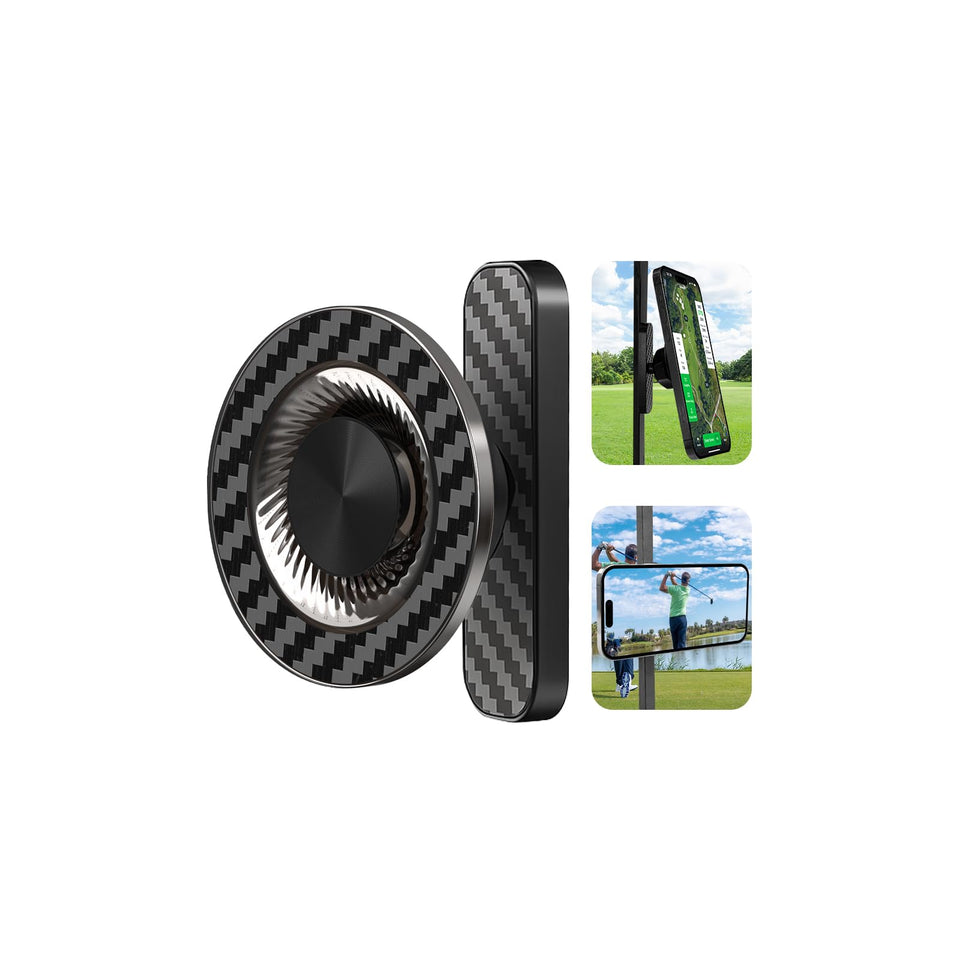 MBYLOEBA magnetic golf cart phone holder mounted on the side rail for secure GPS use